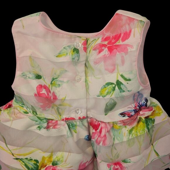 Wonder Nation Toddler Floral Sundress 18Mo Layered Petticoat White Pink Poly - Picture 4 of 11